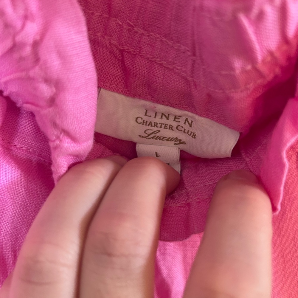 Charter Club Pink Wide Leg Linen Pants - Picture 5 of 5